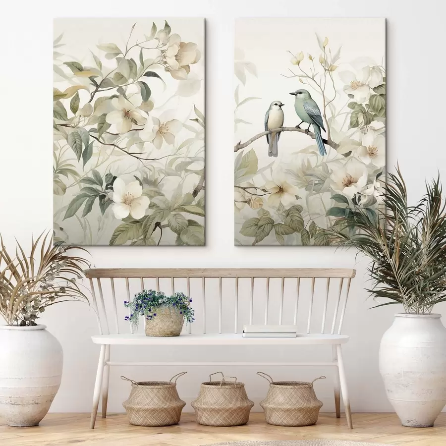wall murals Two birds on branches m01071