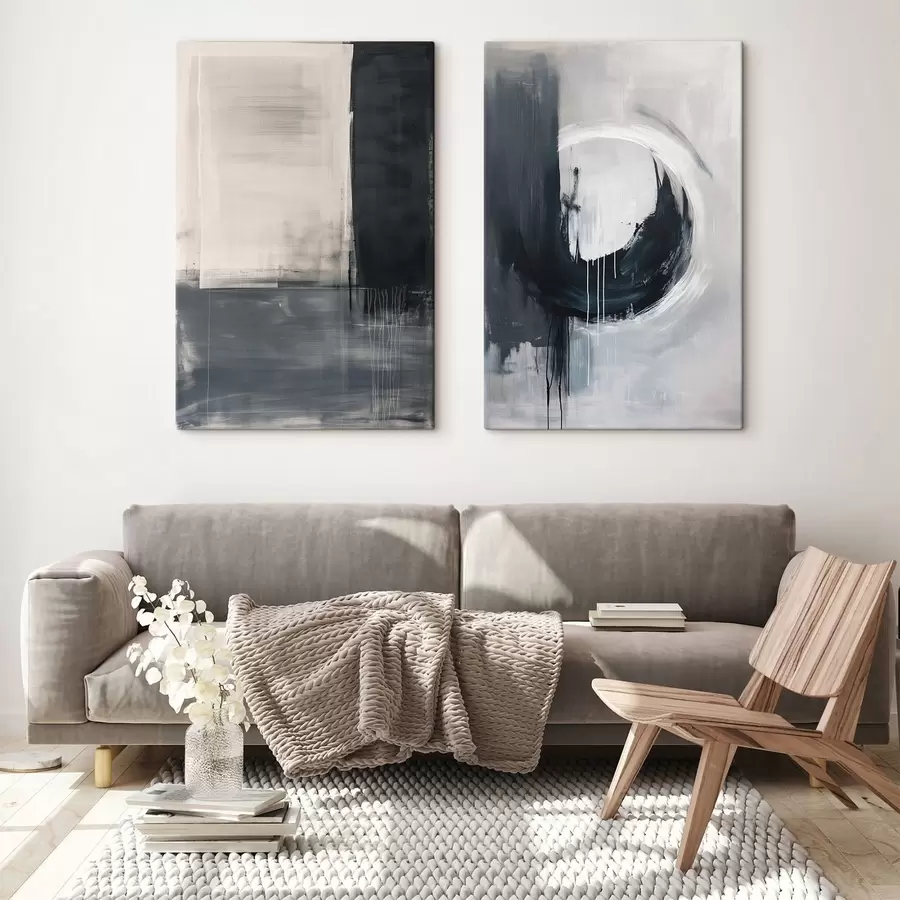 murales Composición abstracta en tonos blanco y negro m01217