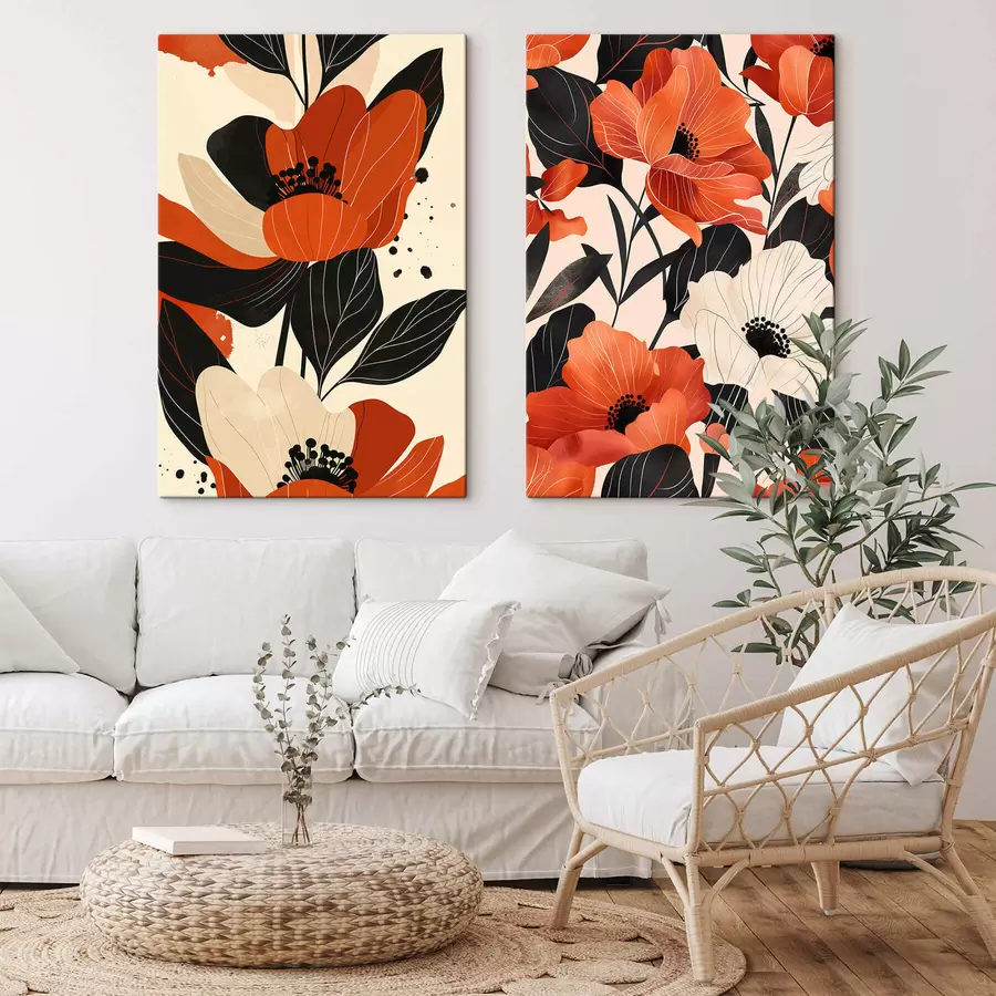 murales Composición floral en tonos cálidos m01228