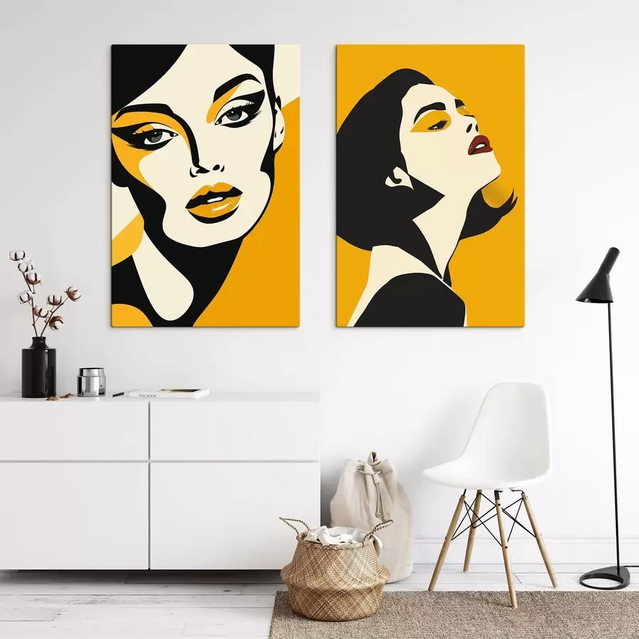 murales Retrato femenino en tonos amarillos m01229