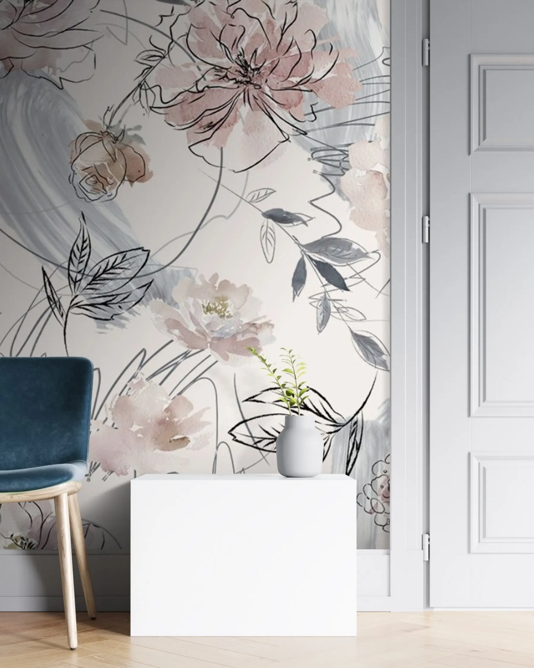 peintures murales Fleurs aquarelles u71515