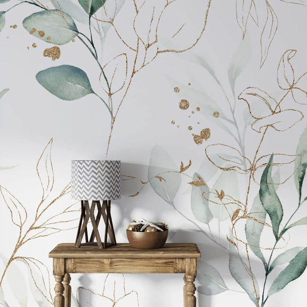Green leaves in watercolor style