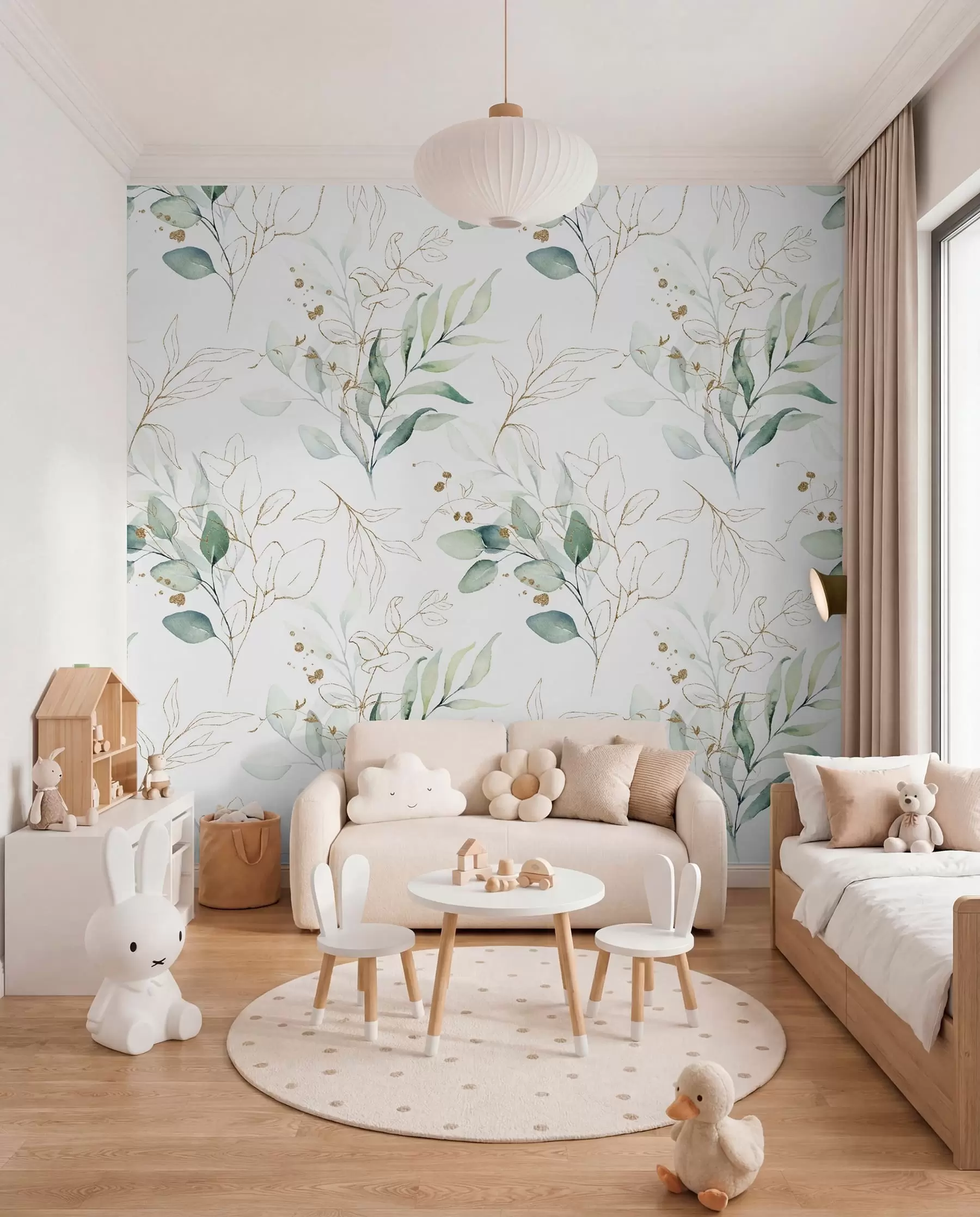 peintures murales Rameaux verts et traits fins u71464