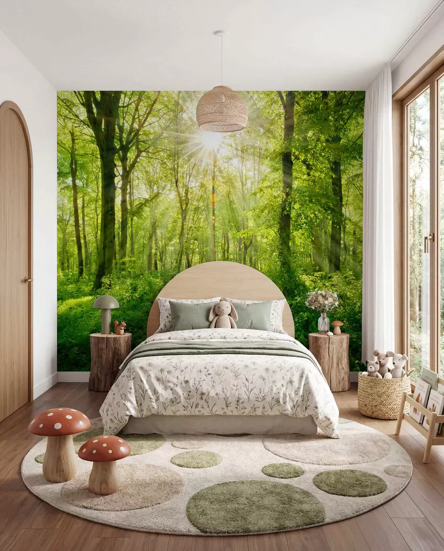 murales Sendero bajo ramas verdes u22252