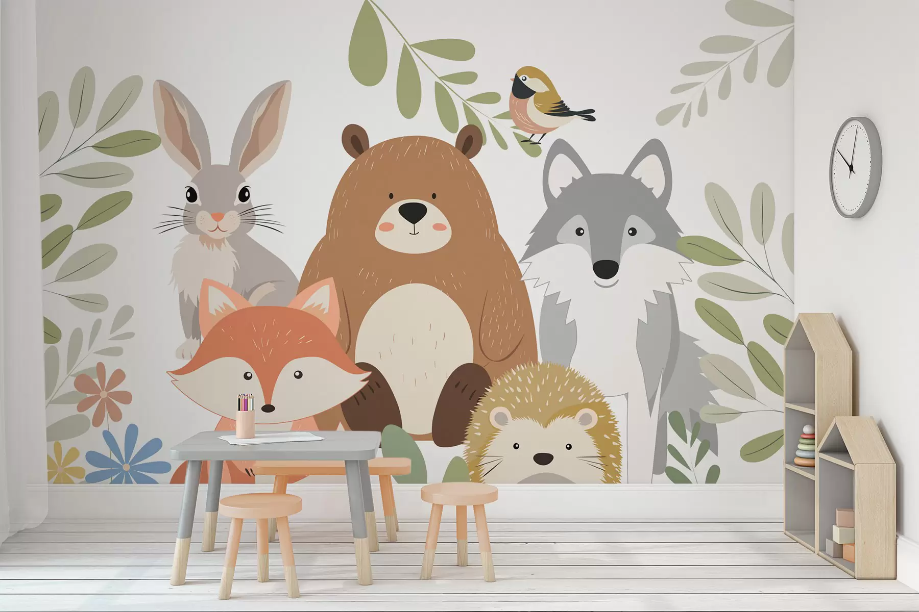 murales Animales adorables del bosque w05165