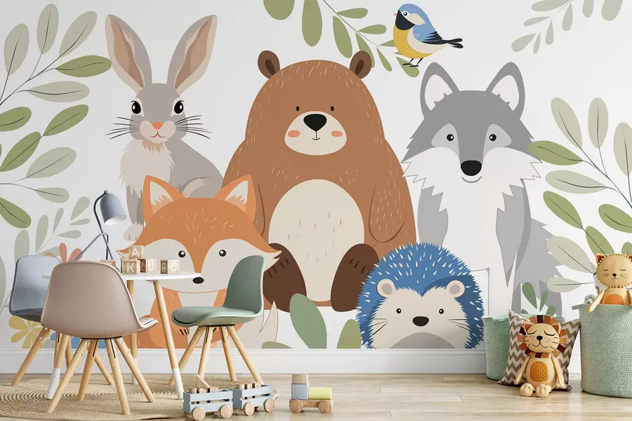 murales Animales adorables del bosque w05165v1