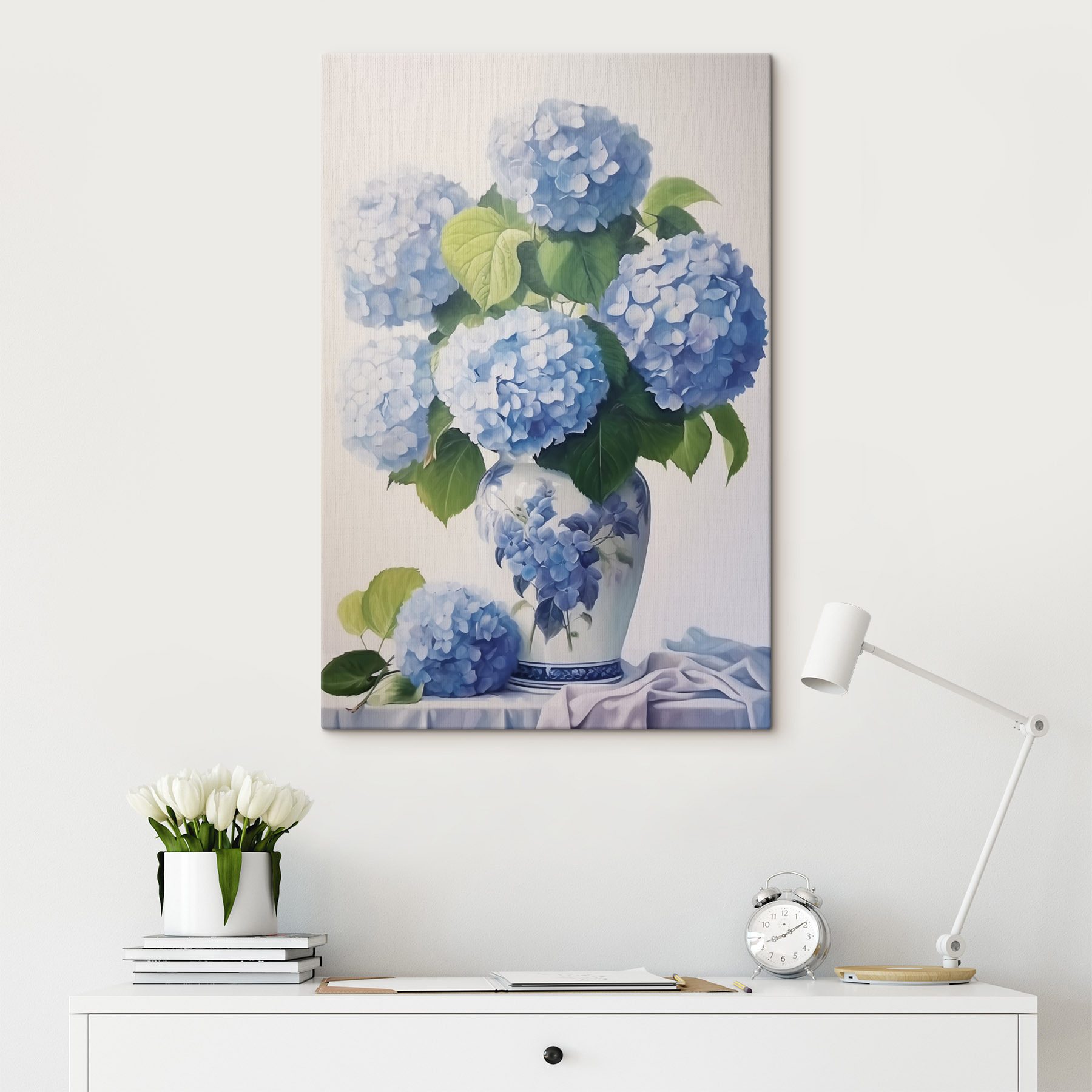 Flower canvas Hydrangeas in a vase nr. s47360 uwalls.com