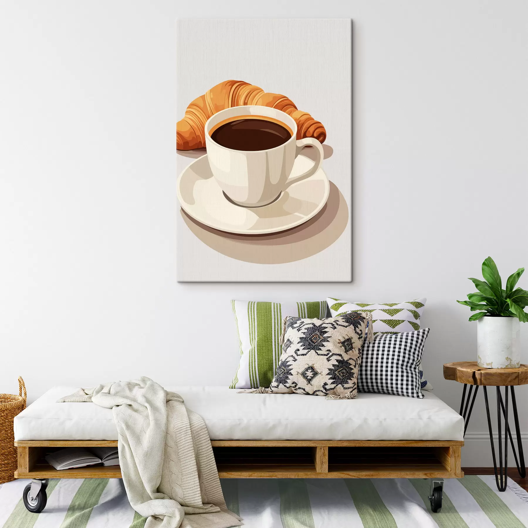 wall murals Coffee with croissant s47397
