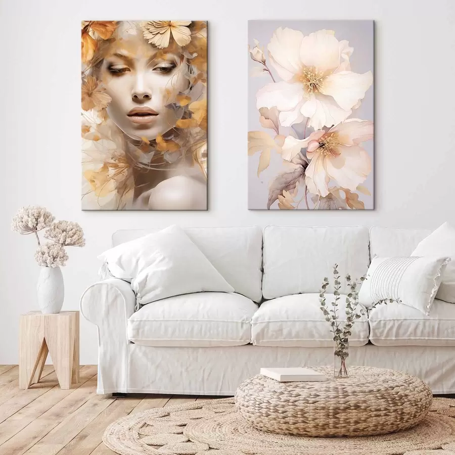 murales Niña y flores delicadas m01251