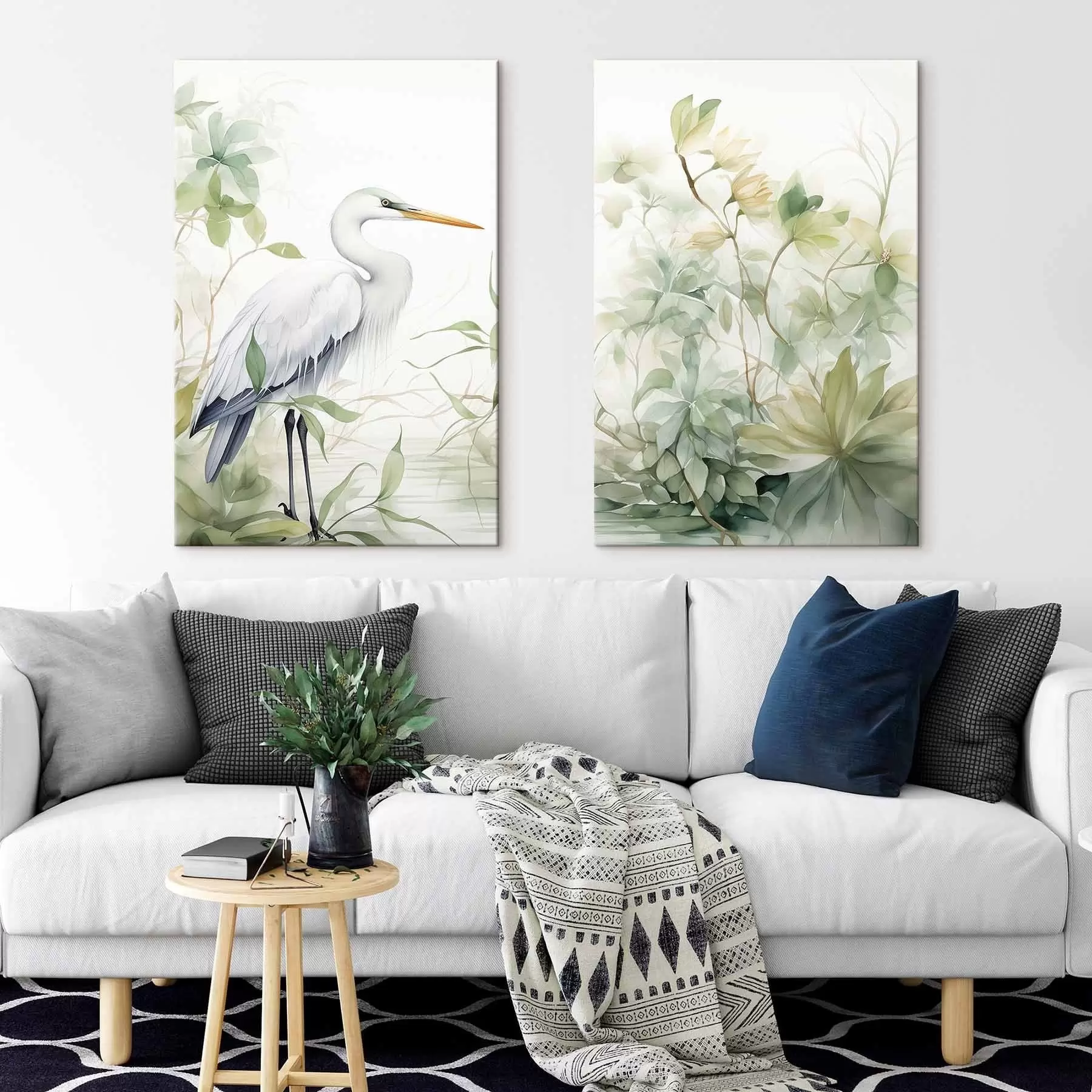 wall murals Stork among plants m01256