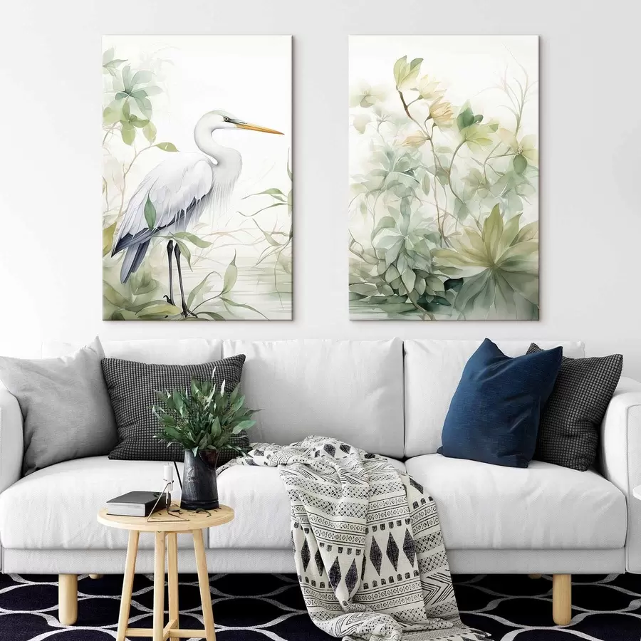 wall murals Stork among plants m01256