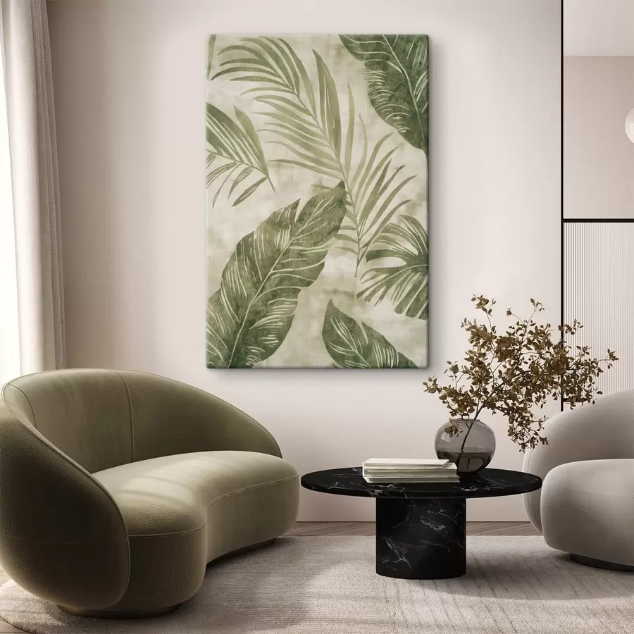 wall murals Tropical Leaves, Imitation of Aged Background s47631