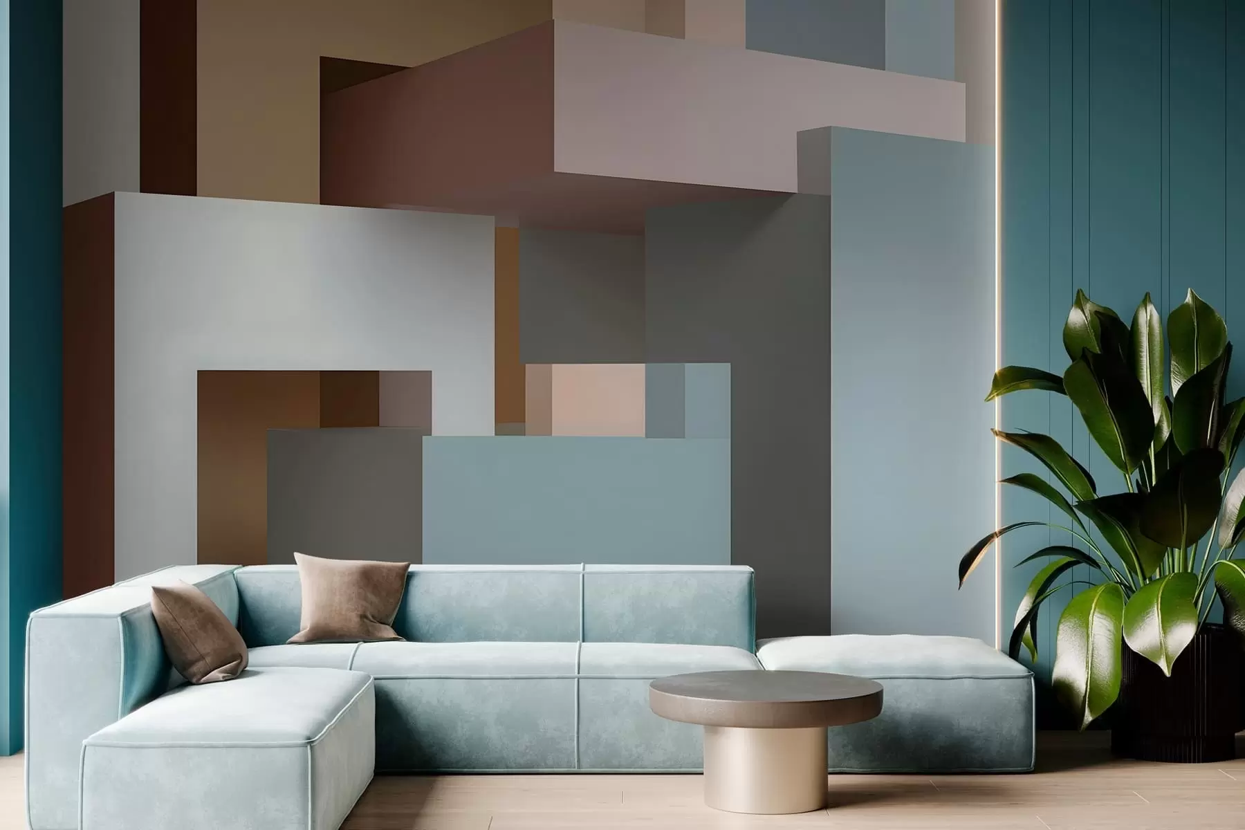 wall murals abstract geometry in 3D style w05065