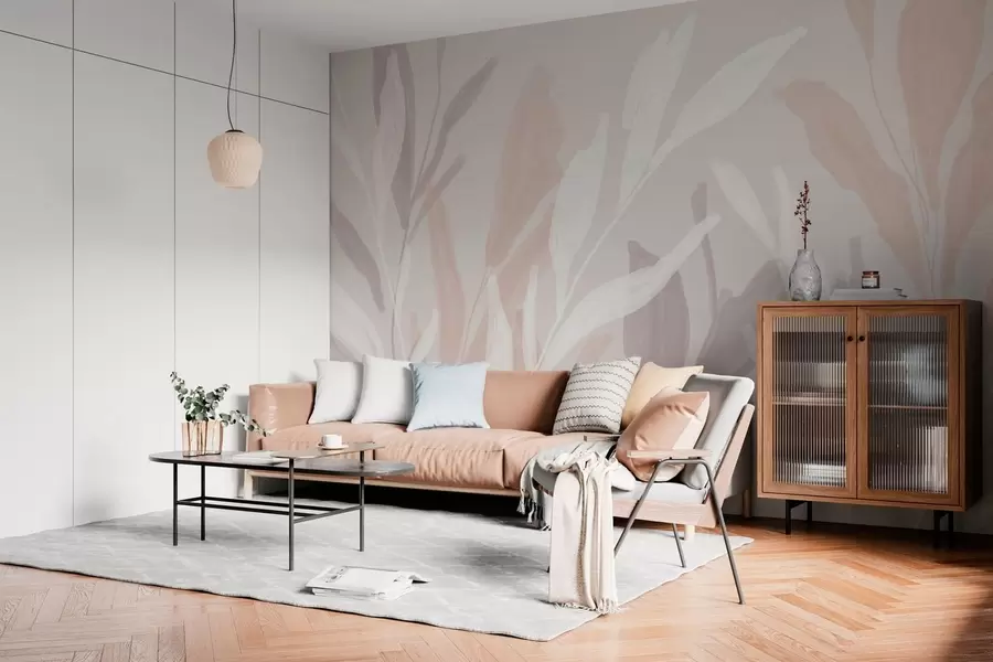 Wall Mural Photo Wallpaper abstract leaf on a cool beige background w05067