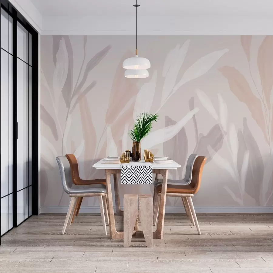 Wall Mural Photo Wallpaper abstract leaf on a cool beige background w05067