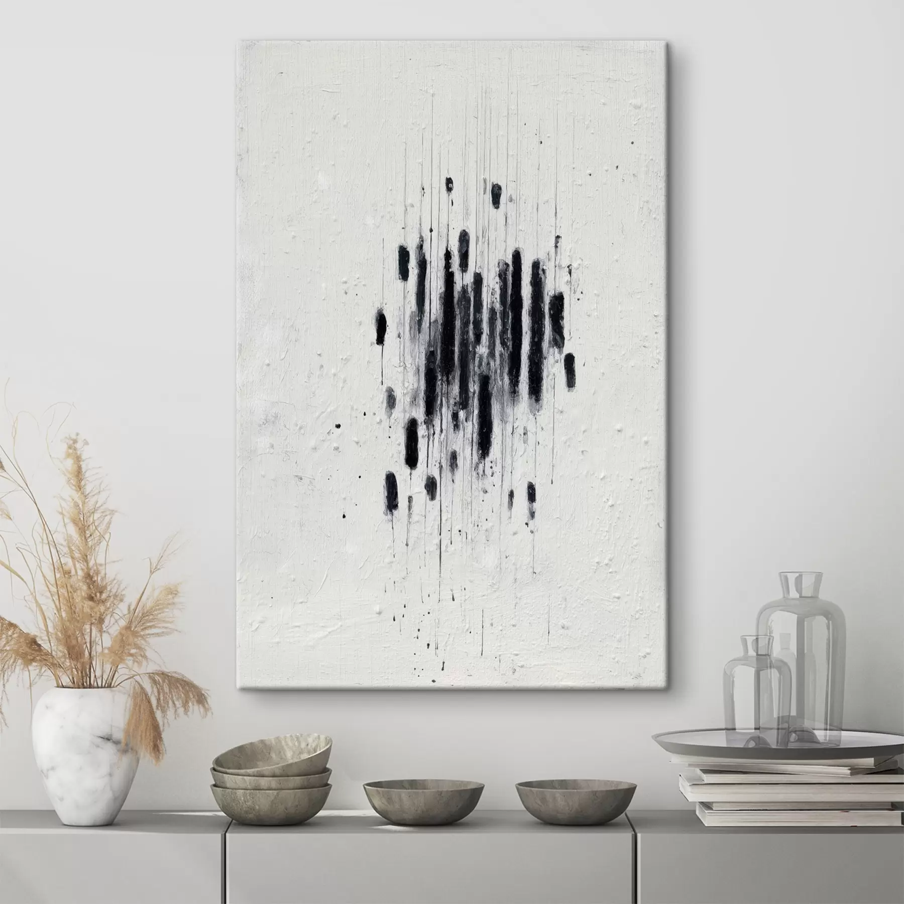 murales Arte minimalista con pinceladas expresivas y bordes difuminados en un estilo pictórico moderno. s46957