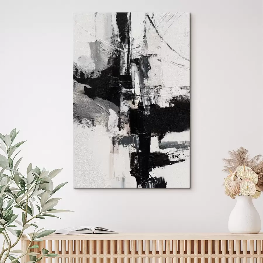 wall murals Textured illustration with contrasting black and gray brushstrokes in oil painting style s47091