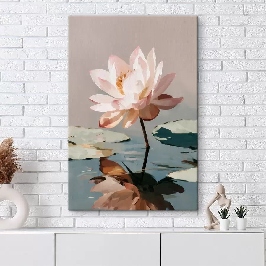 wall murals White lotus on a pastel background in oil painting style s47093