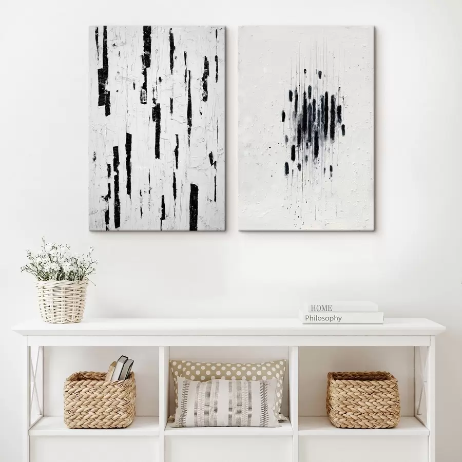 wall murals Abstract art in black-and-white tones with an imitation of natural textures m01097