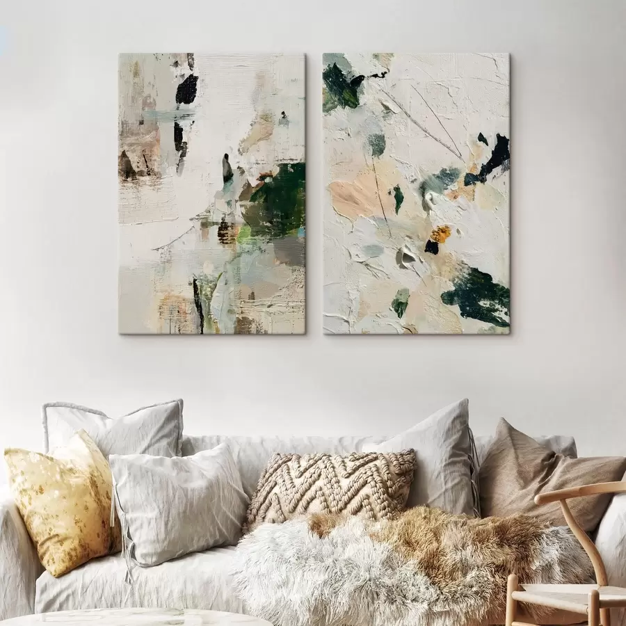 wall murals Expressive diptych in a natural palette m01099