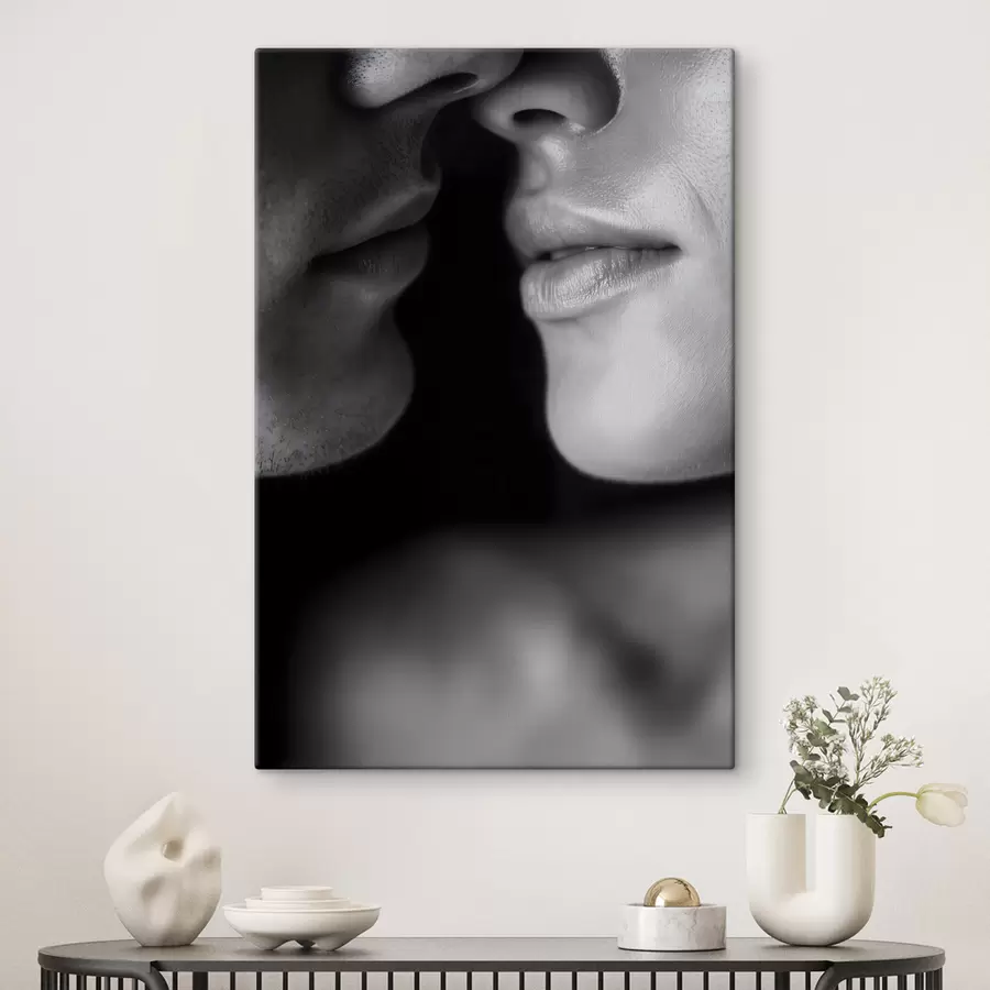 murales Labios blancos y negros de un hombre y una mujer. s47687