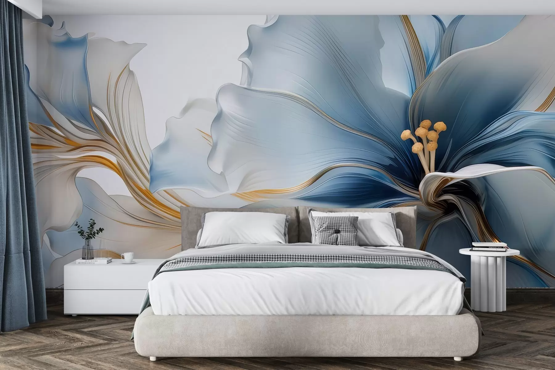 Wall Mural Photo Wallpaper Delicate blue large flower w05006