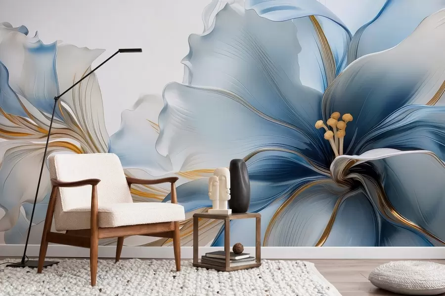 Wall Mural Photo Wallpaper Delicate blue large flower w05006