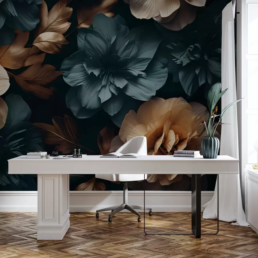 murales Jardín oscuro en flor w05007