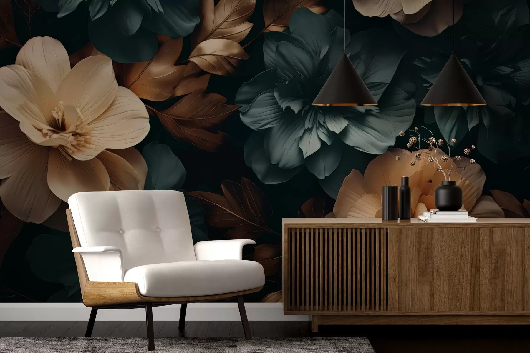 murais de parede Jardim escuro em flor w05007