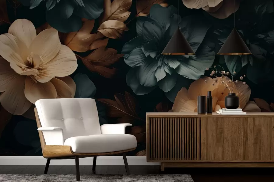 Wall Mural Photo Wallpaper Dark blooming garden w05007