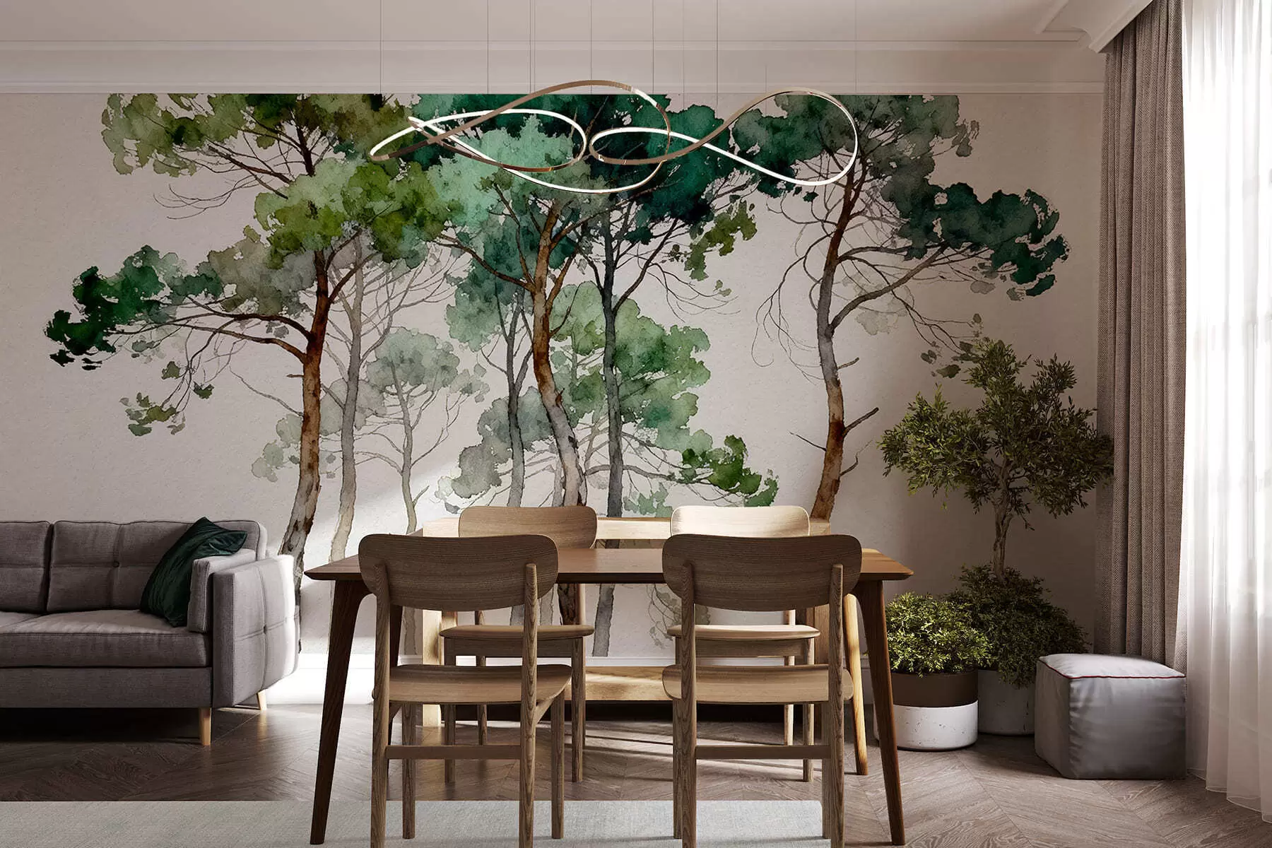 Wall Mural Photo Wallpaper Painted pines w05173
