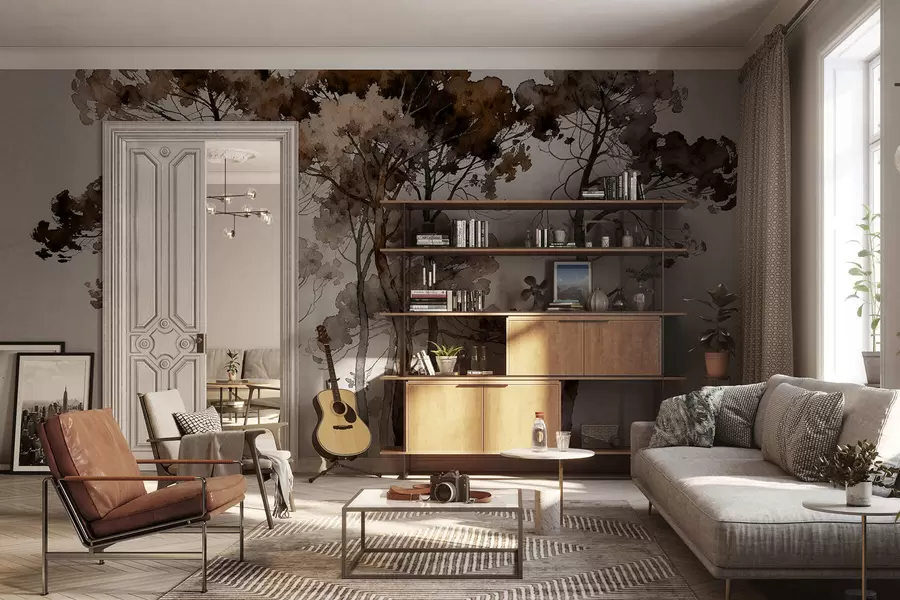 murales Pinos pintados w05173v1