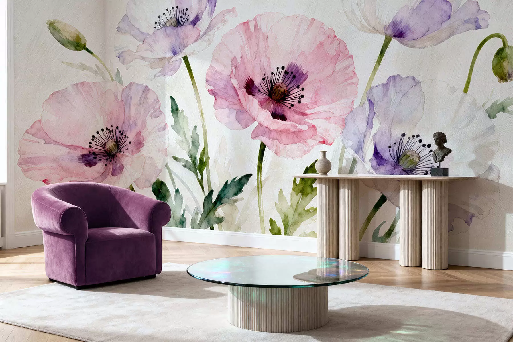 Wall Mural Photo Wallpaper Watercolor poppies w05174
