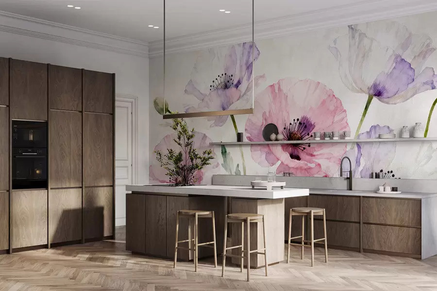 Wall Mural Photo Wallpaper Watercolor poppies w05174