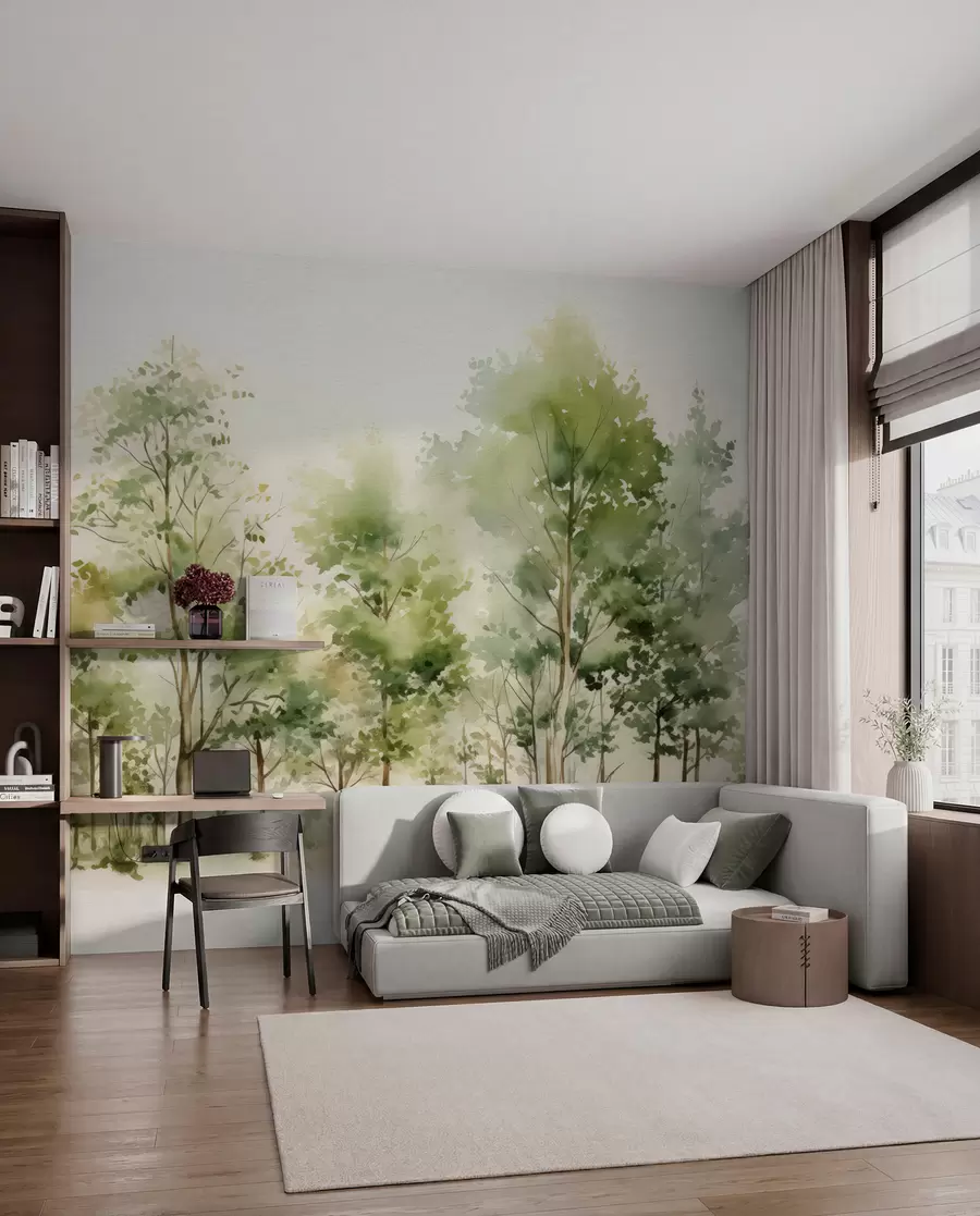 Wall Mural Photo Wallpaper Watercolor deciduous forest w05180