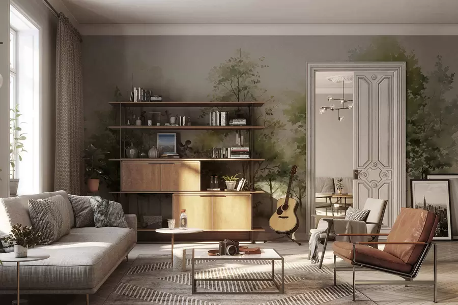 Wall Mural Photo Wallpaper Watercolor deciduous forest w05180