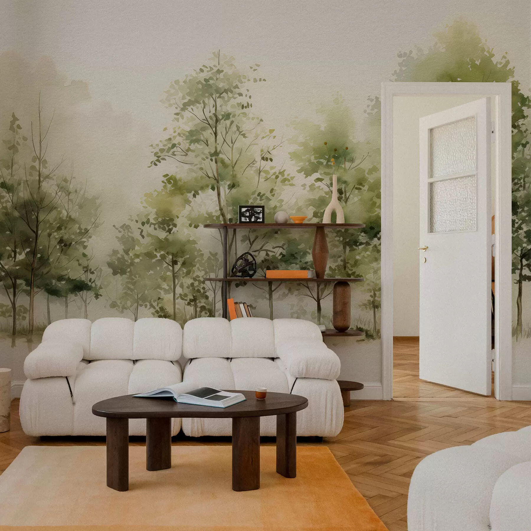 Wall Mural Photo Wallpaper Watercolor deciduous forest w05180