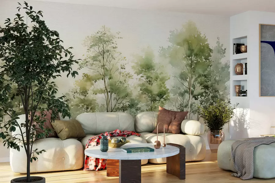 Wall Mural Photo Wallpaper Watercolor deciduous forest w05180
