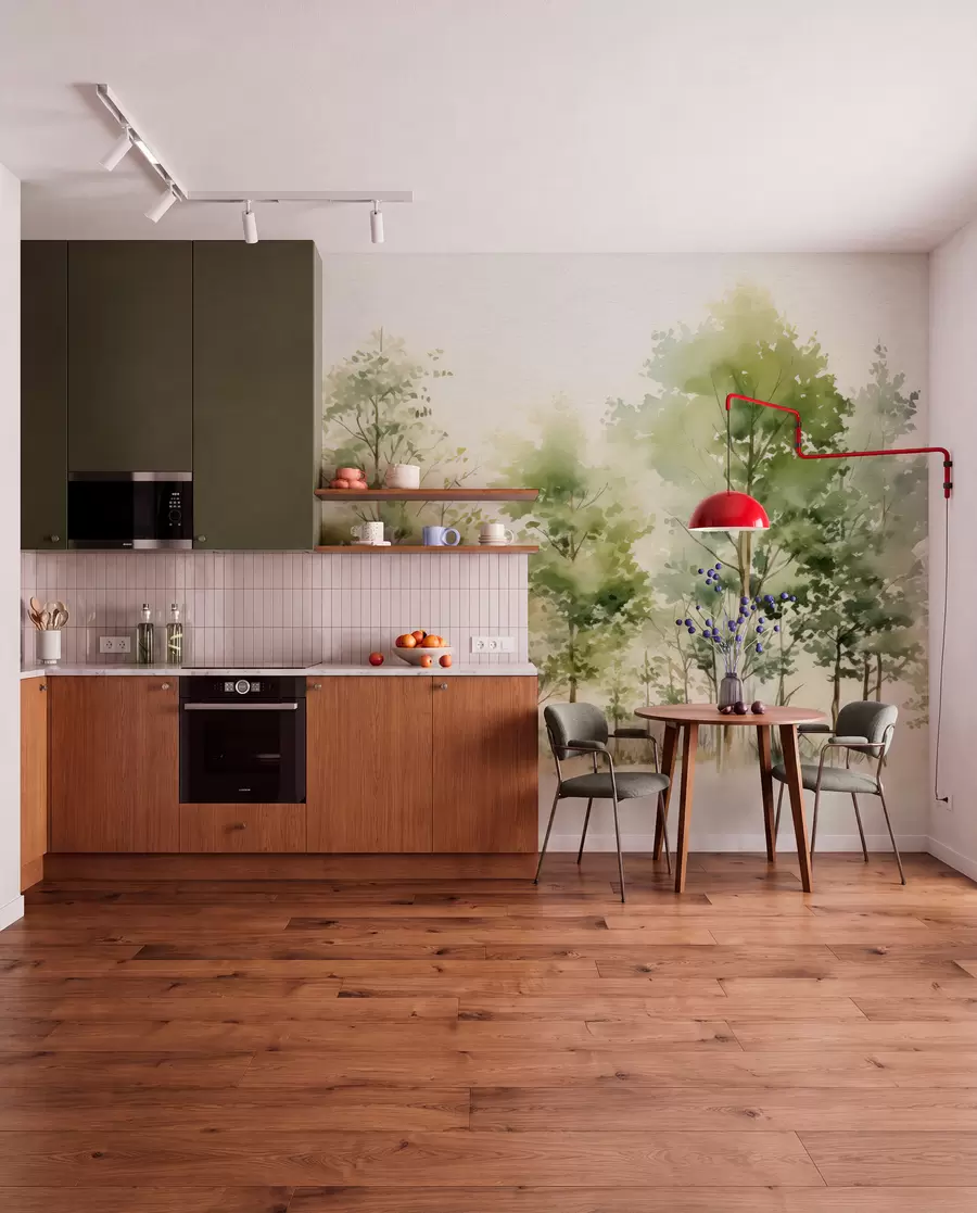 Wall Mural Photo Wallpaper Watercolor deciduous forest w05180