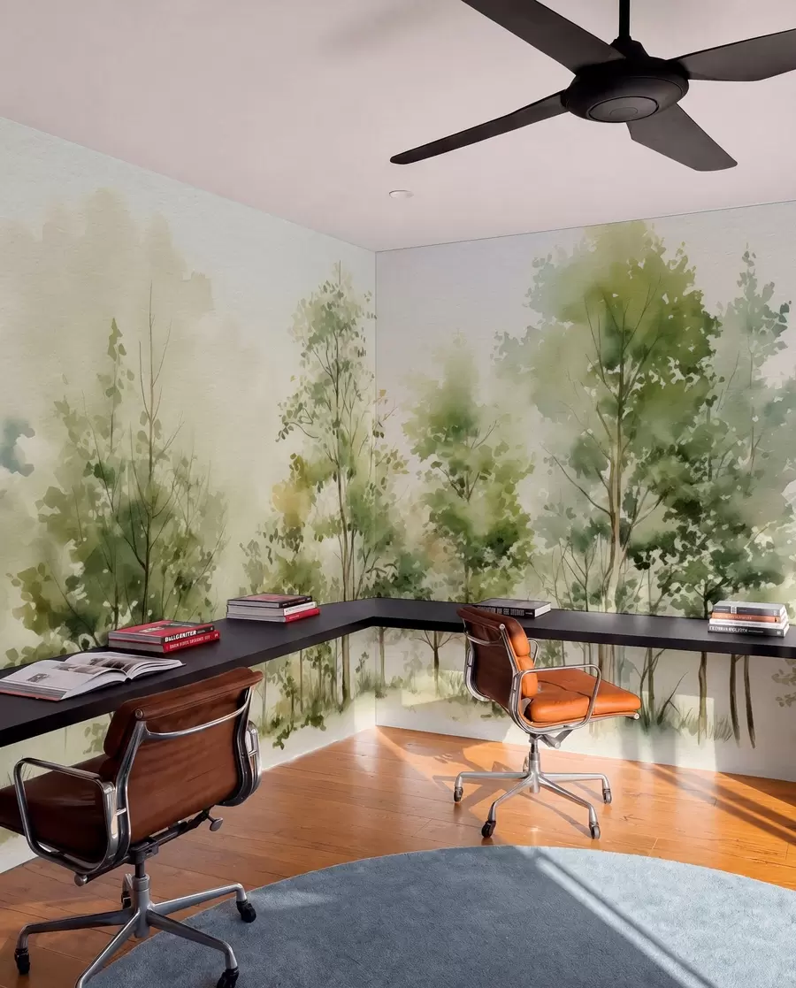 Wall Mural Photo Wallpaper Watercolor deciduous forest w05180