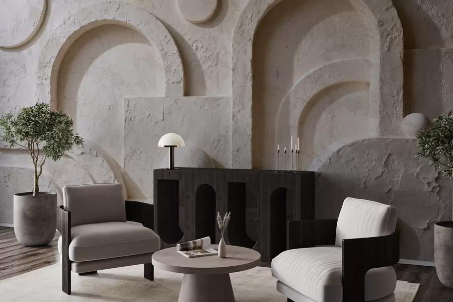 Wall Mural Photo Wallpaper Volumetric geometry made of concrete w05186