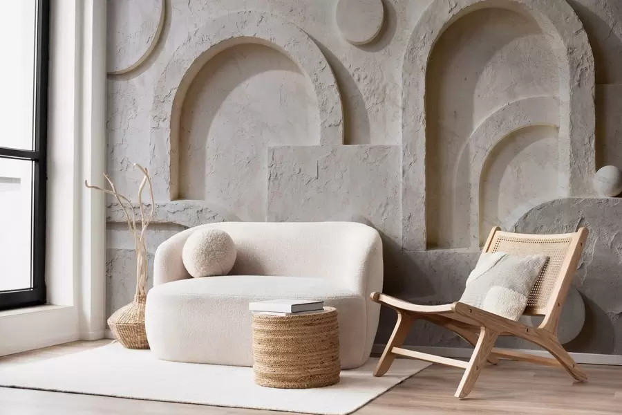 Wall Mural Photo Wallpaper Volumetric geometry made of concrete w05186