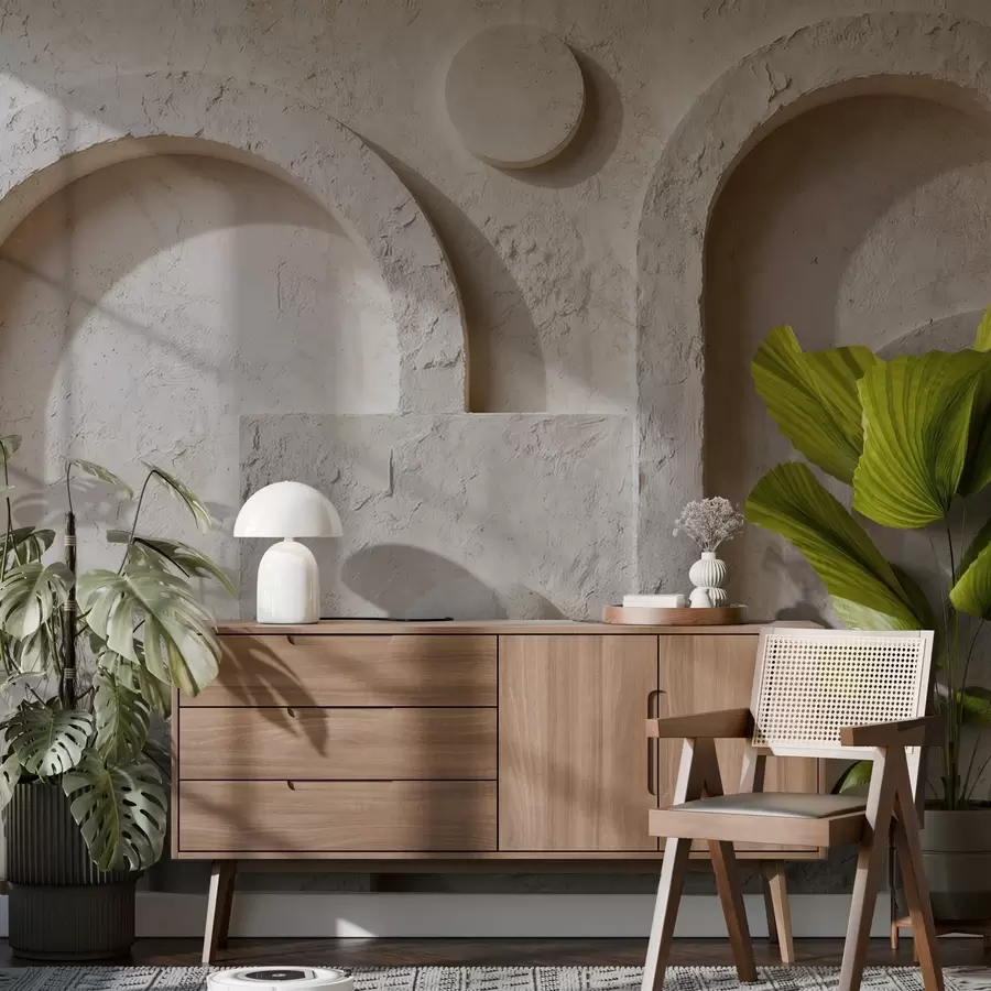 murales Geometría volumétrica hecha de hormigón w05186