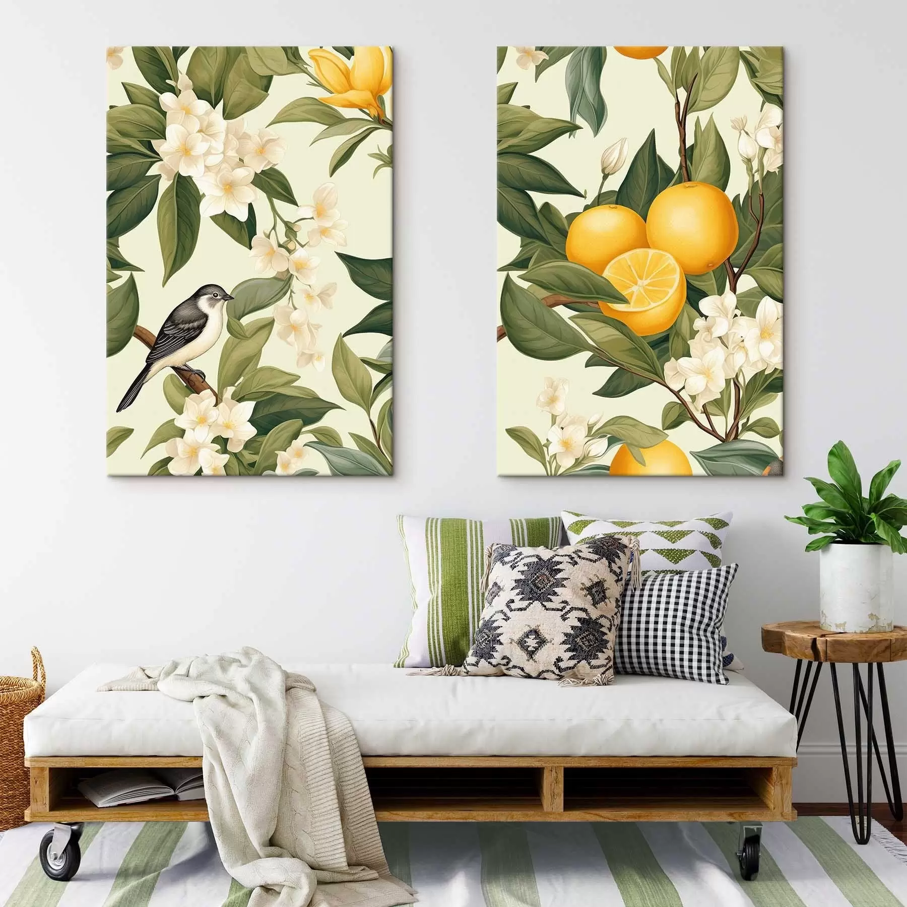 wall murals Bird on lemon branches m01288