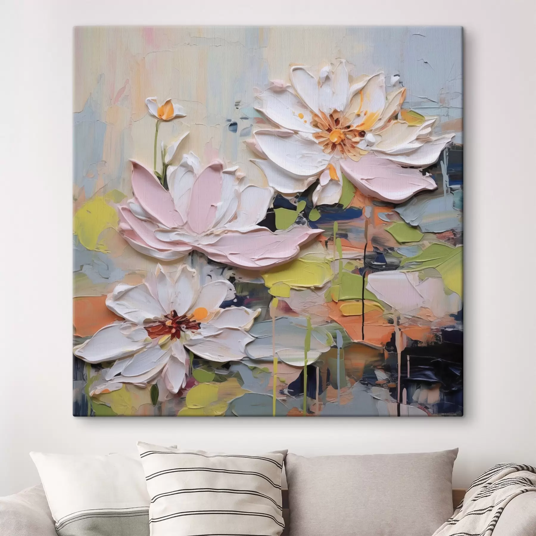 wall murals Abstract lotus flowers, imitation painting s47721