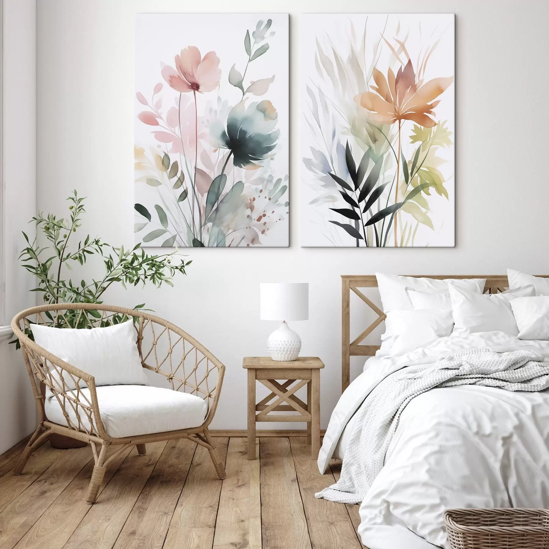 murales Acuarela imitación vegetación m01297