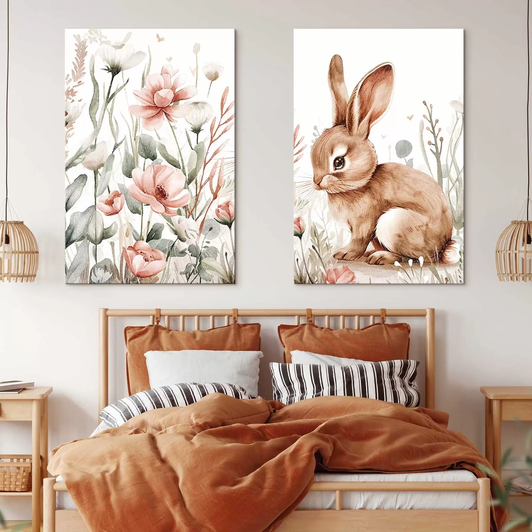 wall murals Hare in Flowers composition m01299