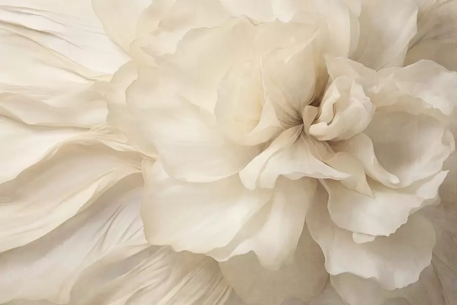 Wall Mural Photo Wallpaper Textured delicate, light-colored flower with translucent petals, soft abstract background w09632