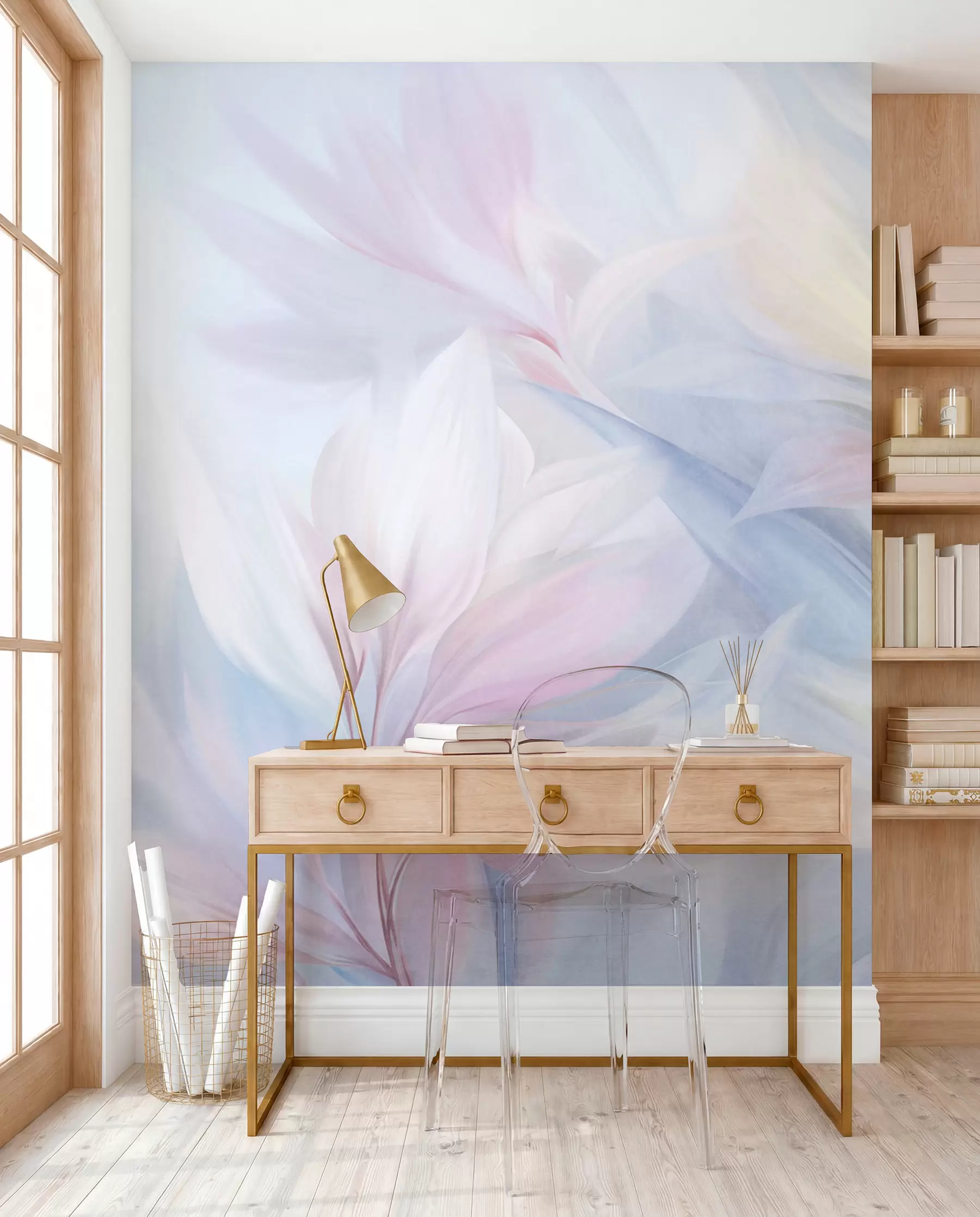 peintures murales Plumes en pastel w09634