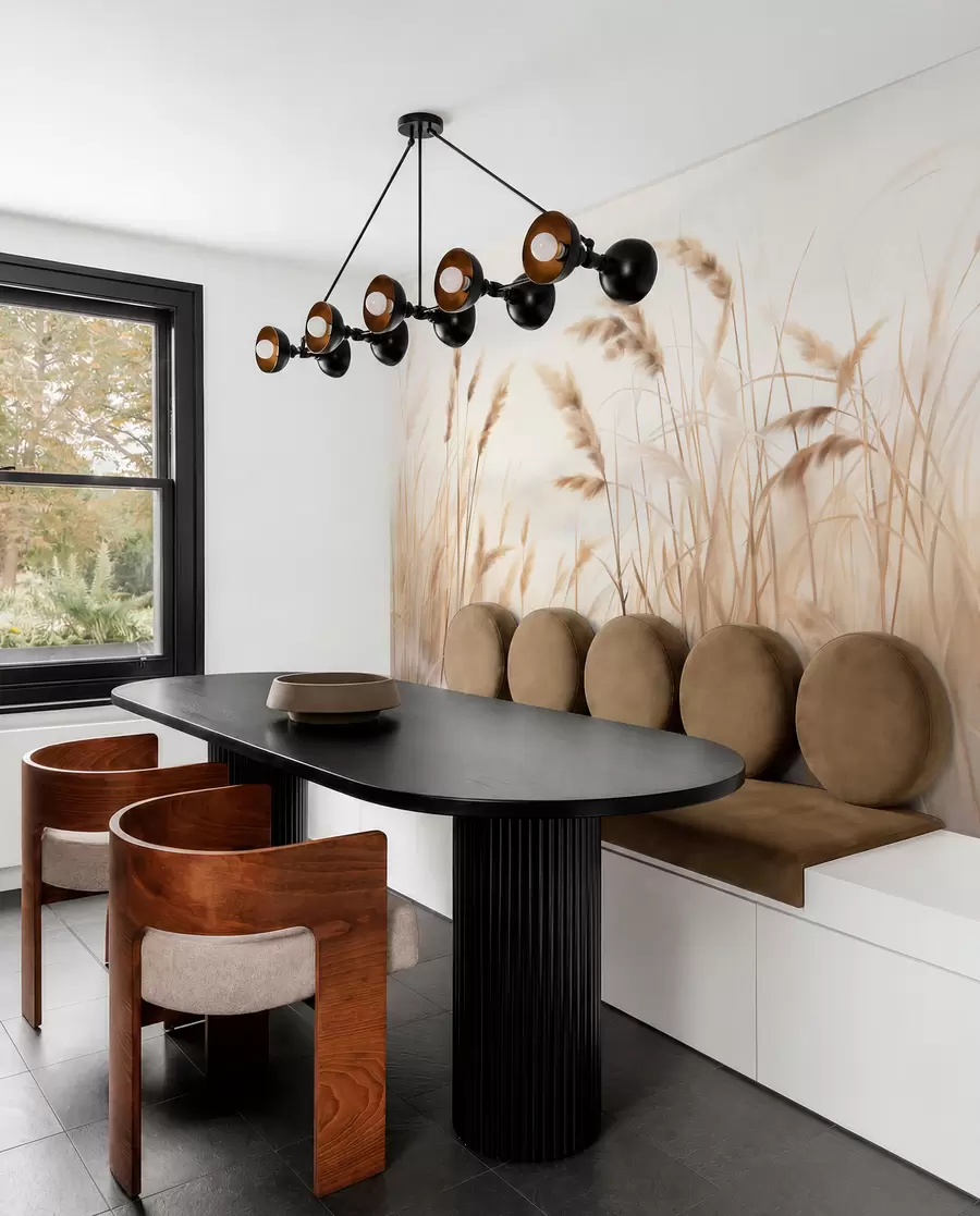 wall murals Tall, textured dry grass with ears of wheat in the field against a soft, pale background w09648